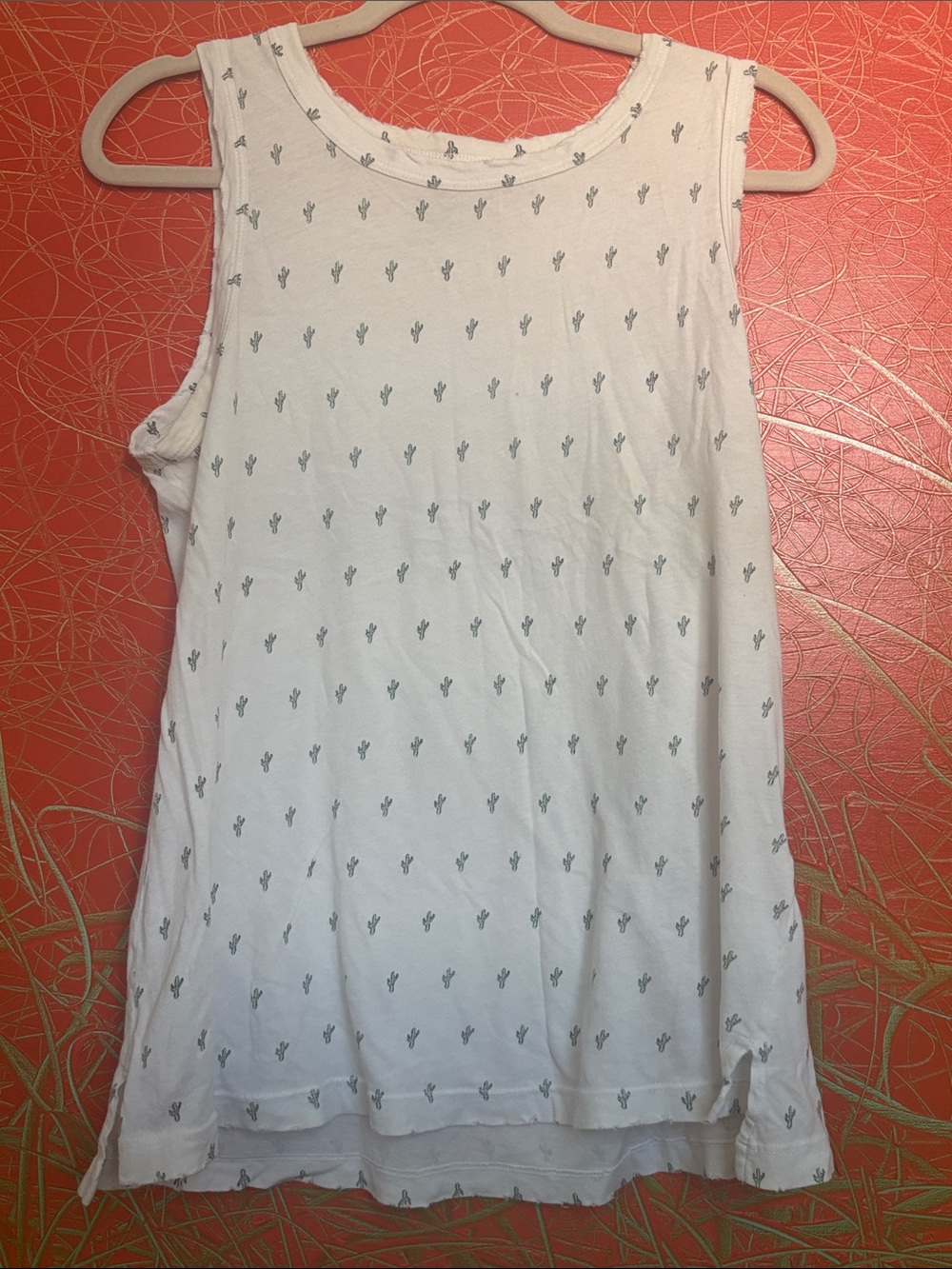 Current Elliot White Sleeveless Cactus Print Tank Top